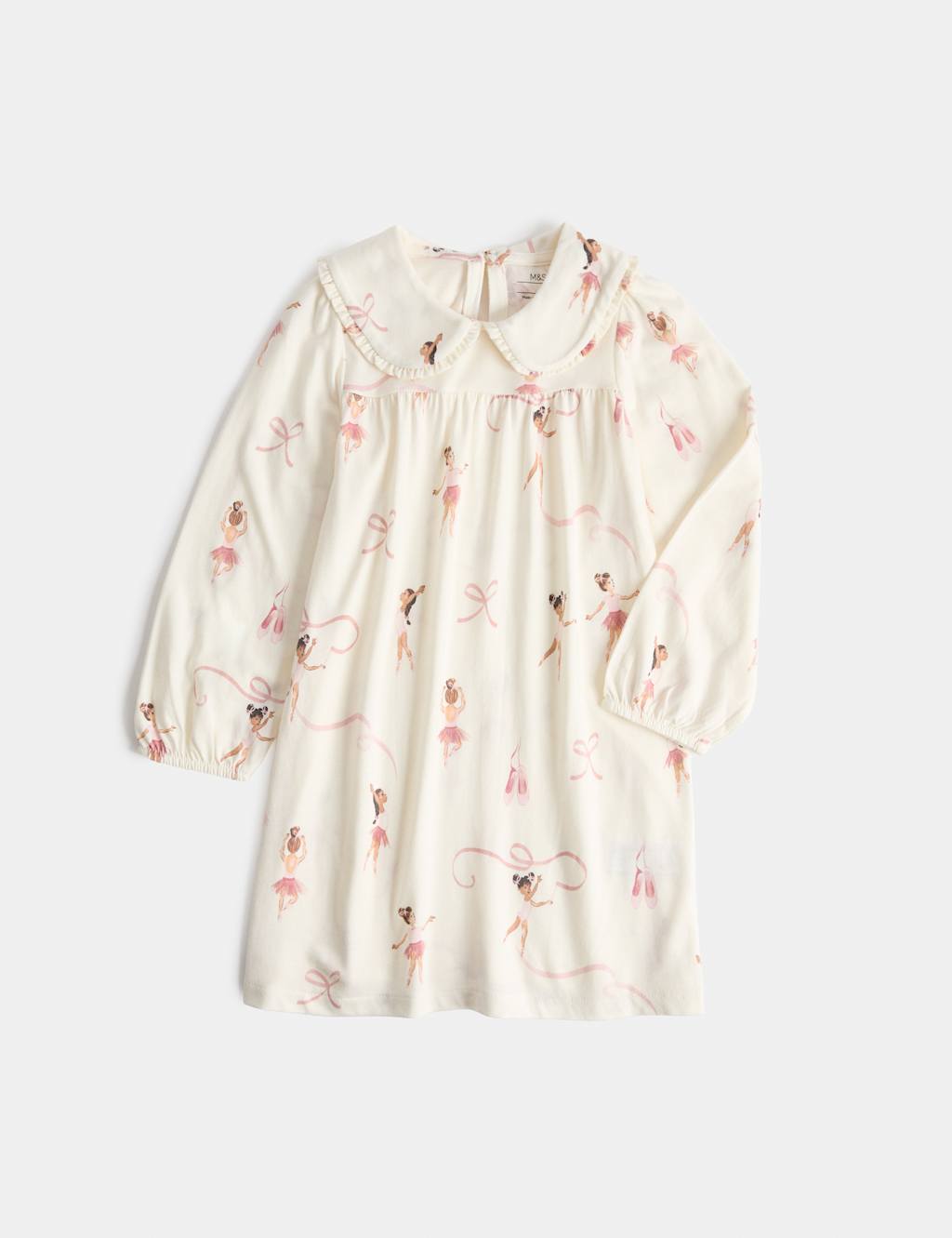 M&S Girls Cotton Blend Ballerina Nightdress (1-8 Yrs) - 5-6 Years - Ivory Mix