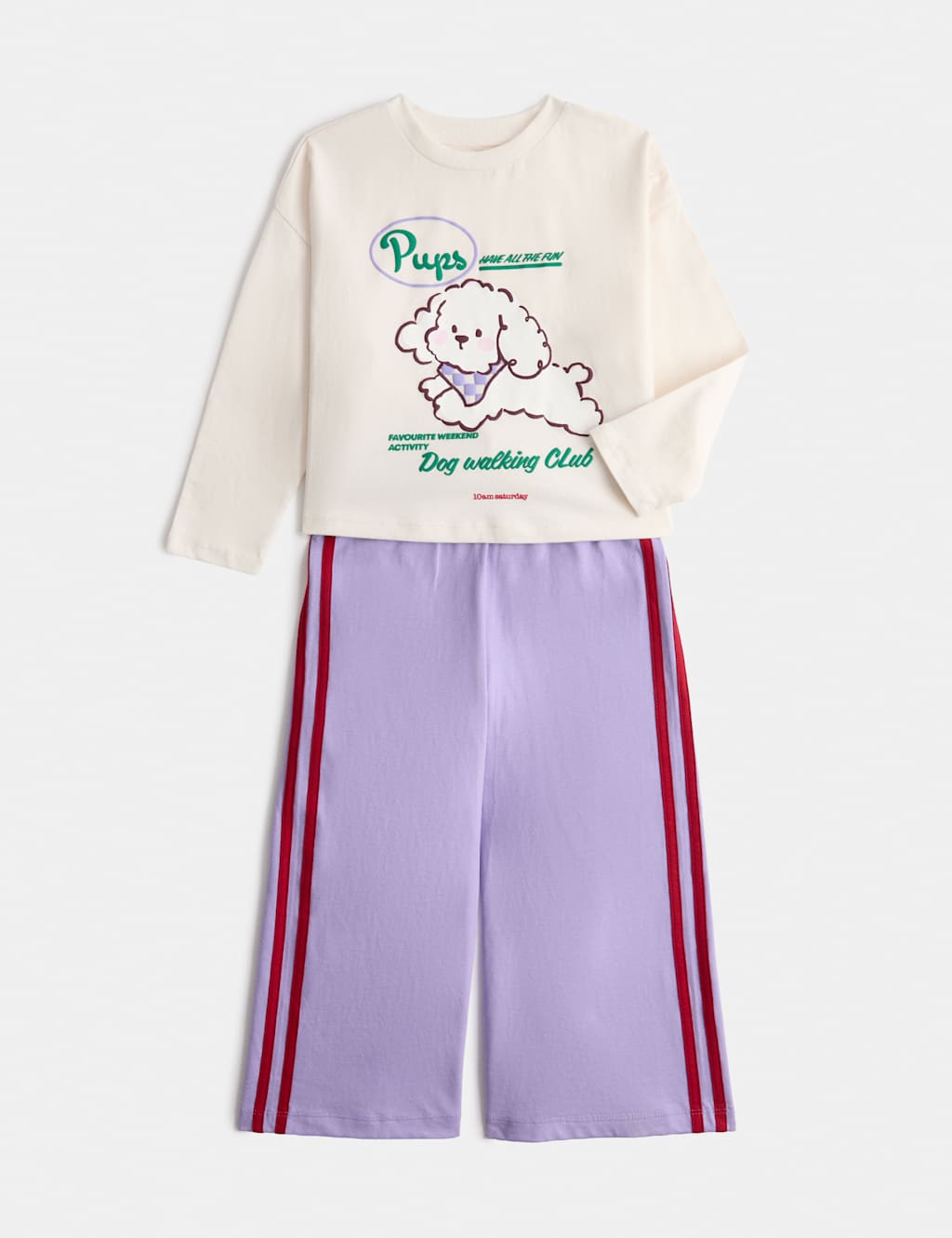 M&S Girls Pure Cotton Puppy Print Pyjamas (12 Mths - 8 Yrs) - 12-18 Months - Lilac Mix