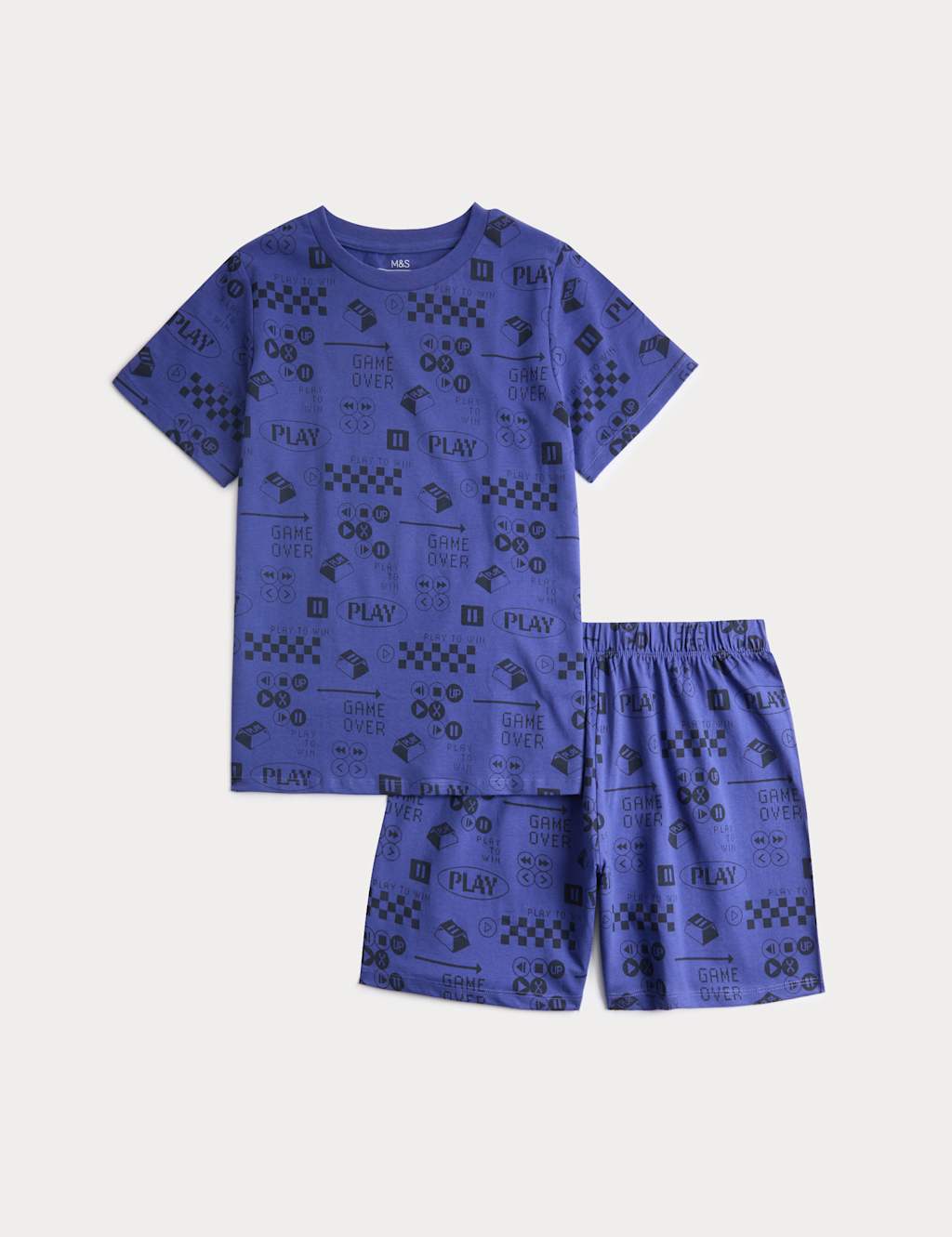 M&S Boys Pure Cotton Gaming Graphic Pyjamas (6-16 Yrs) - 13-14 Years - Blue