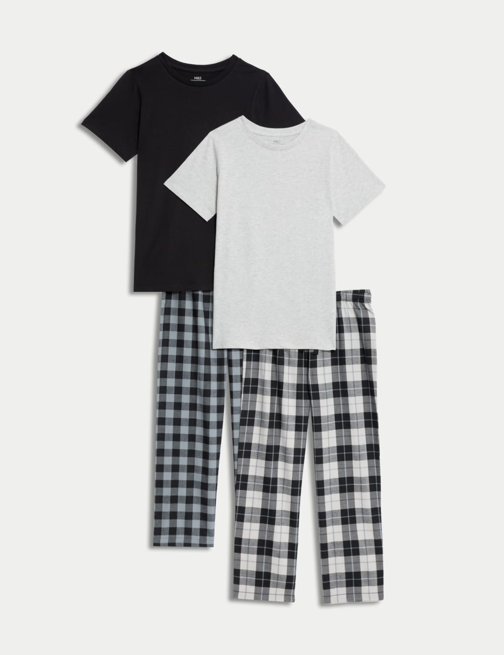 2pk Pure Cotton Checked Pyjama Sets (3-16 Yrs)