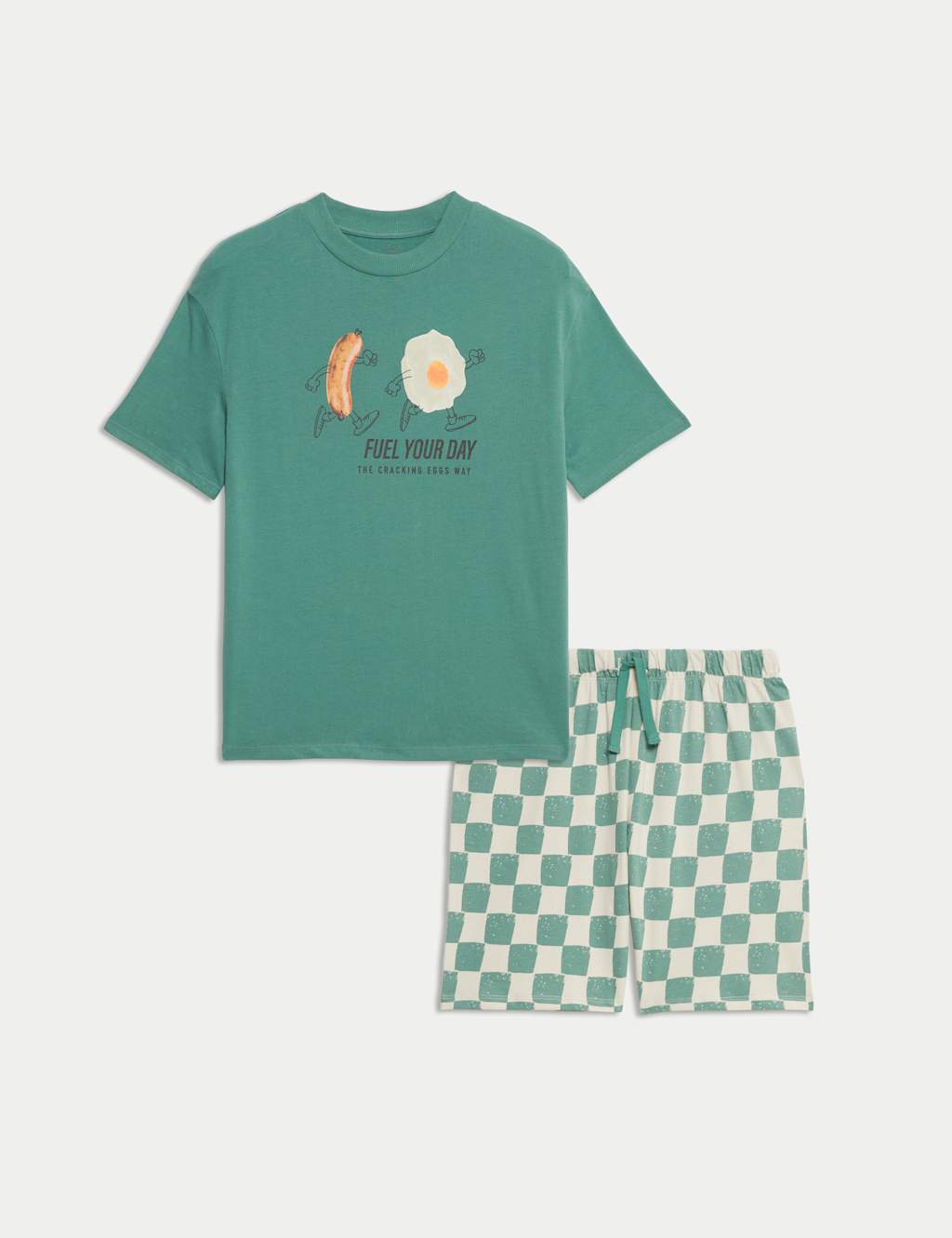 Pure Cotton Breakfast Graphic Short Pyjamas (6-16 Yrs)