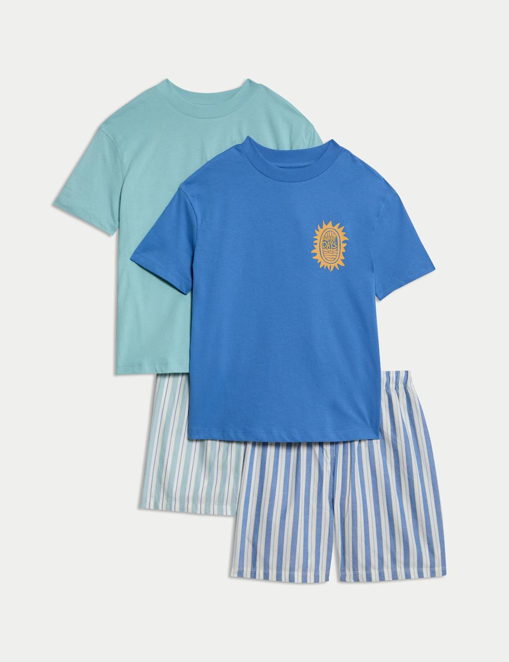 2pk Pure Cotton Graphic Striped Pyjama Set (1-16 Yrs)