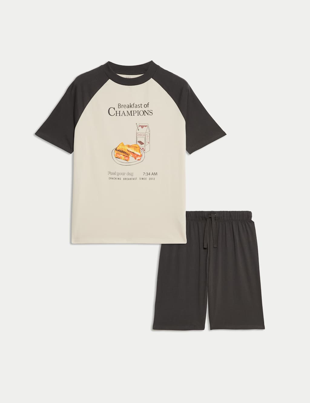 Pure Cotton Breakfast Graphic Short Pyjamas (6-16 Yrs)