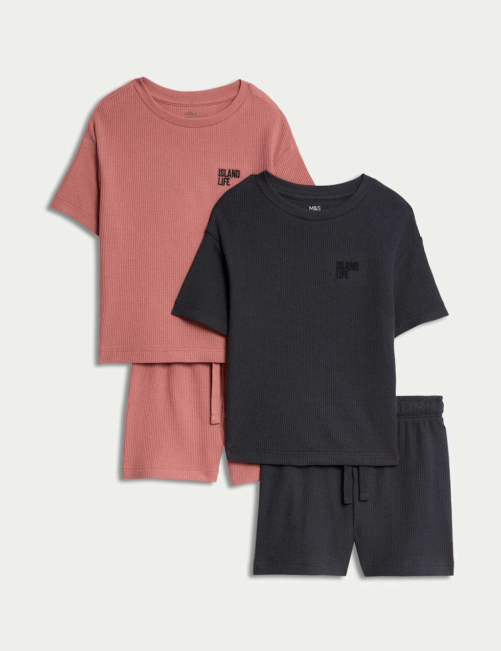 2pk Cotton Blend Waffle Pyjama Sets (1-16 Yrs)