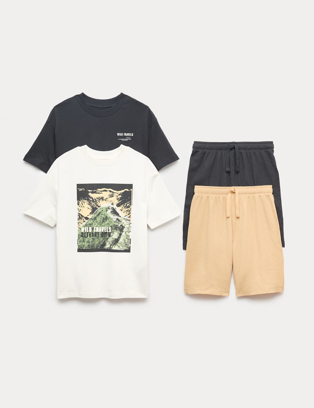 M&S 2 Pack Pure Cotton Pyjamas (6-16 Yrs) Black Mix