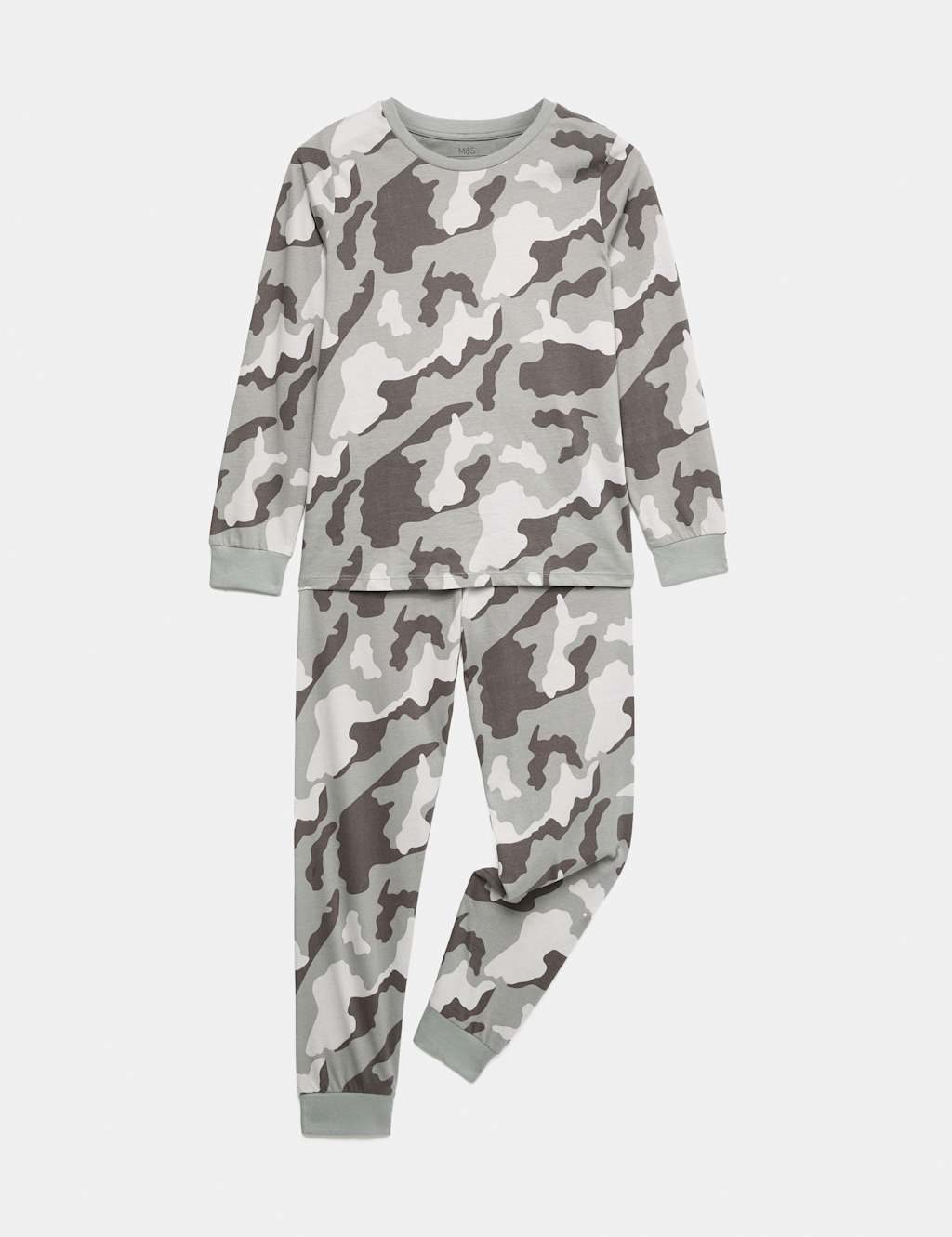 M&S Boys Pure Cotton Patterned Pyjama Set (1-16 Yrs) - 4-5 Years - Grey Mix