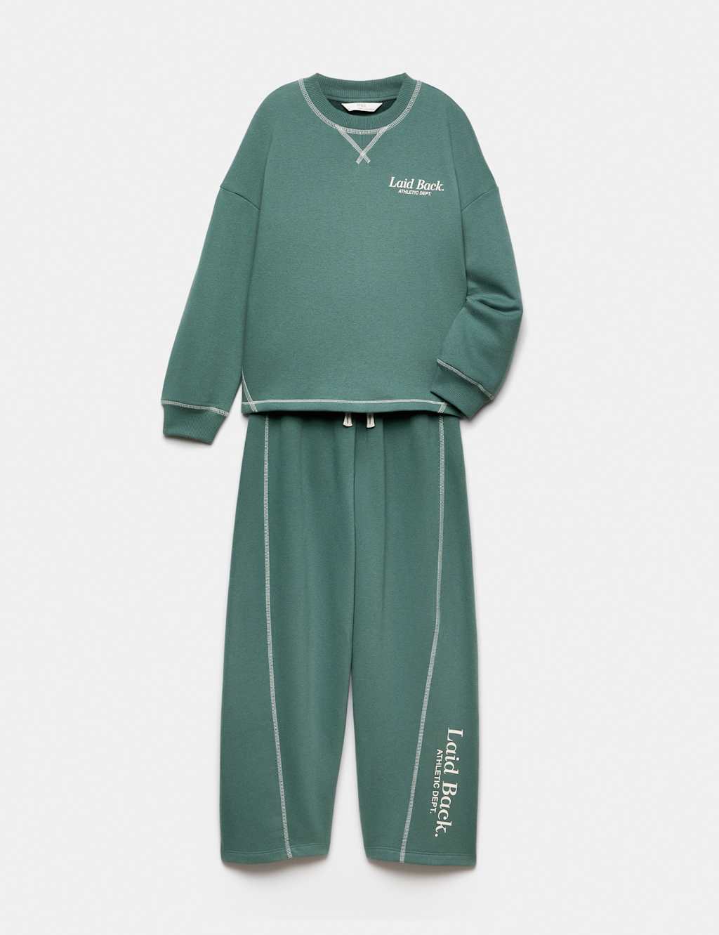 M&S Boys Cotton Rich Laid Back Sweat Pyjamas (6-16 Yrs) - 9-10 Years - Green