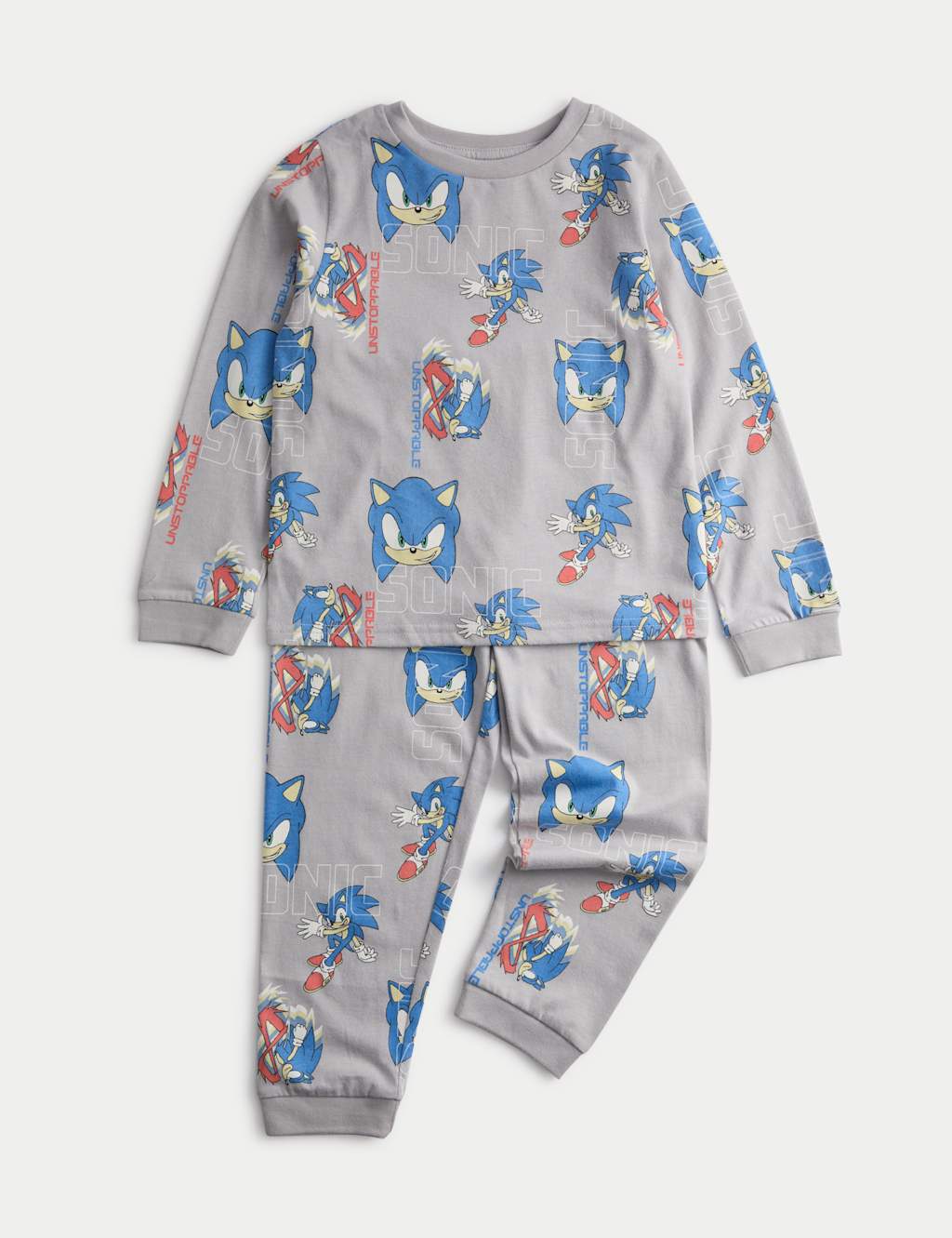 M&S Pure Cotton Sonic Pyjamas (3-14 Yrs) Grey Mix