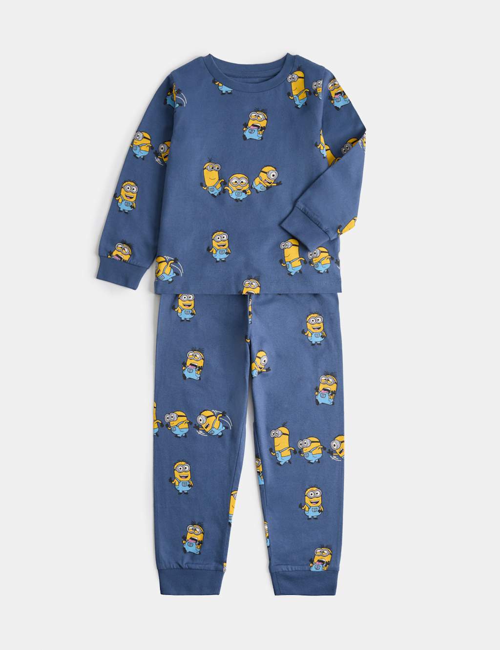 M&S Boys Pure Cotton Minions Pyjamas (1-16 Yrs) - 8-9 Years - Blue Mix