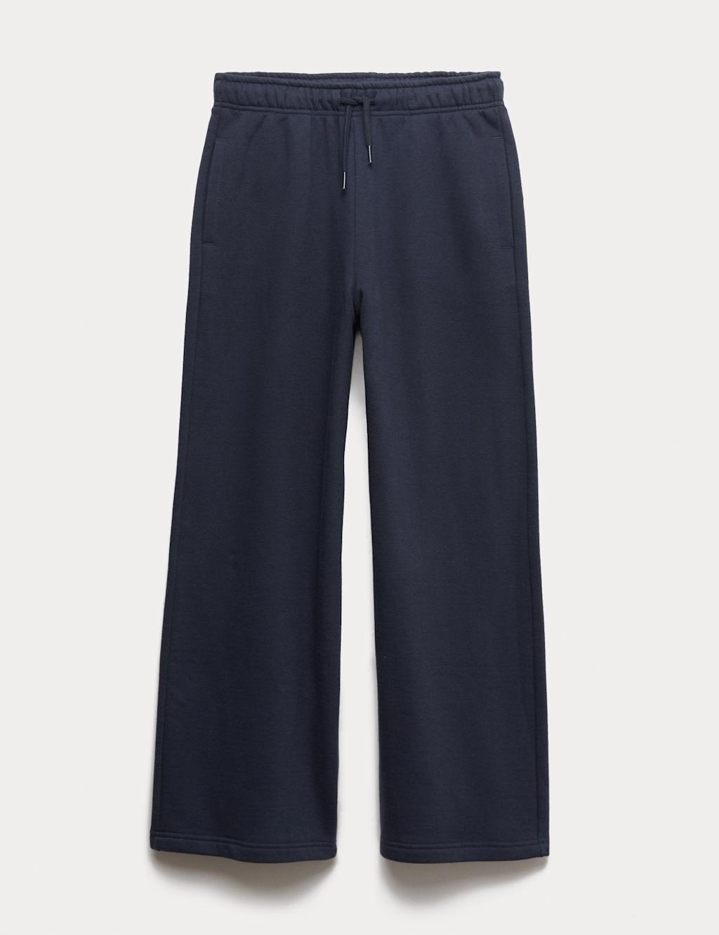 M&S Wide Leg Cotton Rich Joggers (6-16 Yrs) Navy