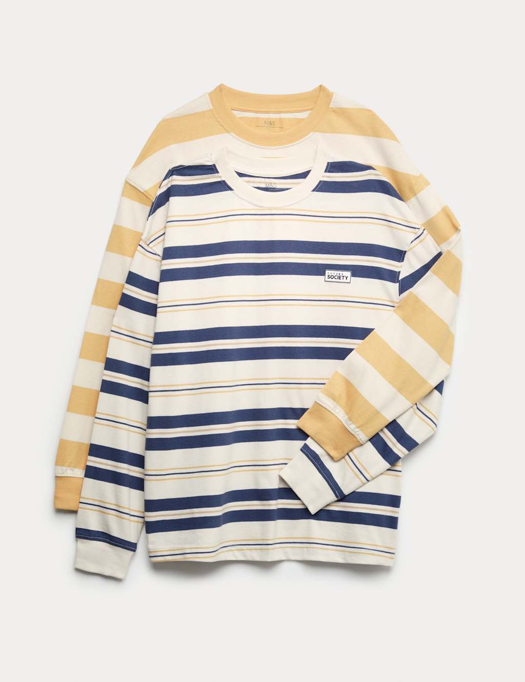 M&S 2 Pack Pure Cotton Tops (6-16 Yrs) Stone Mix