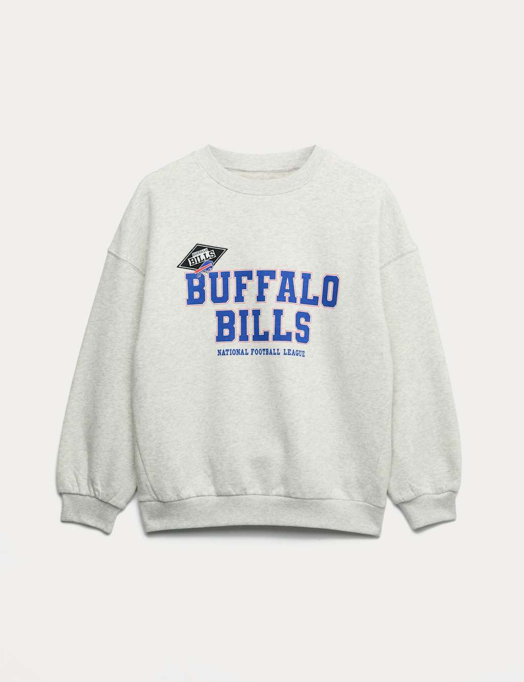 M&S Cotton Rich NFL Buffalo Bills Sweatshirt (6-16 Yrs) Grey Marl