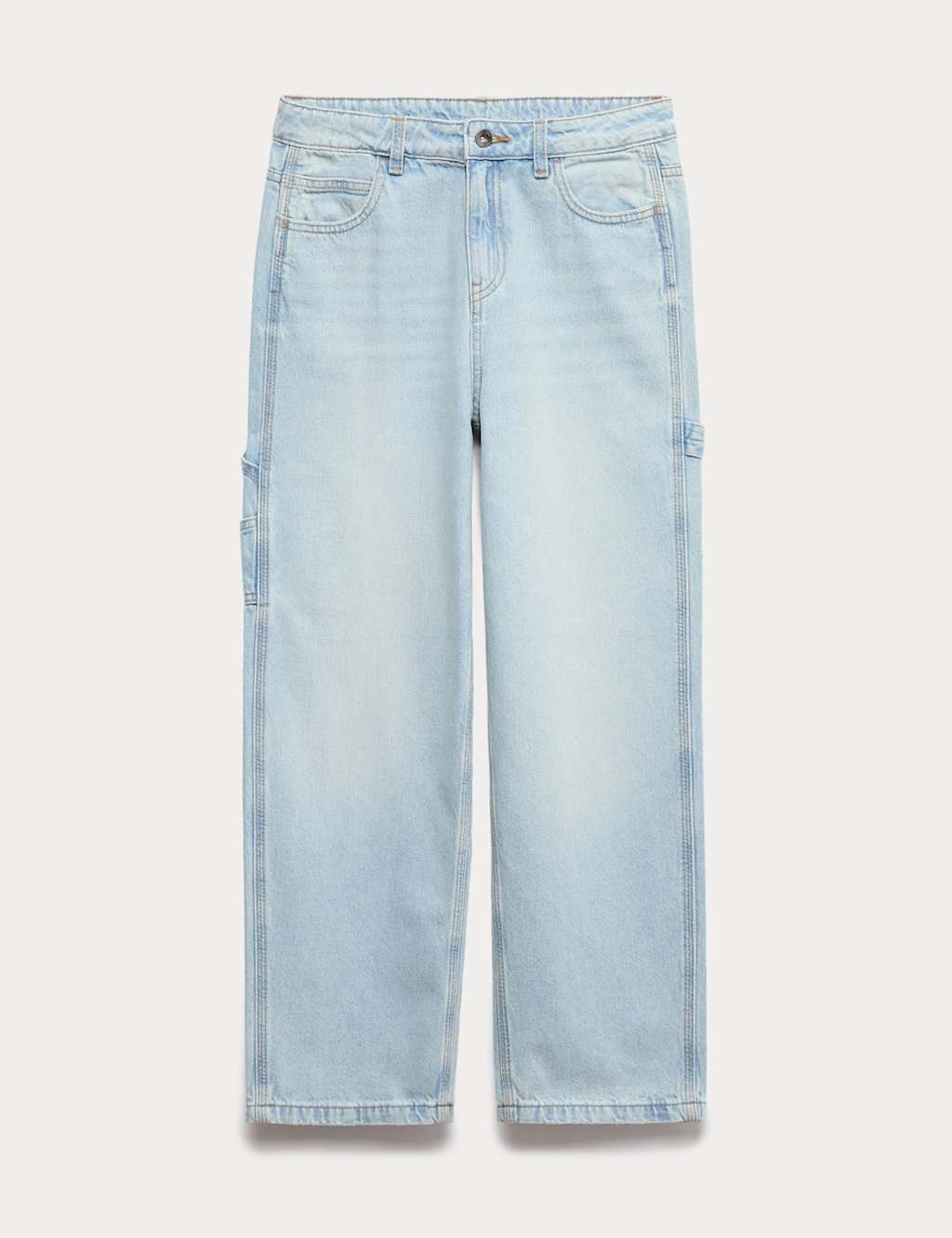 M&S Boys Relaxed Pure Cotton Carpenter Jeans (6-16 Yrs) - 12-13 Years - Light Denim