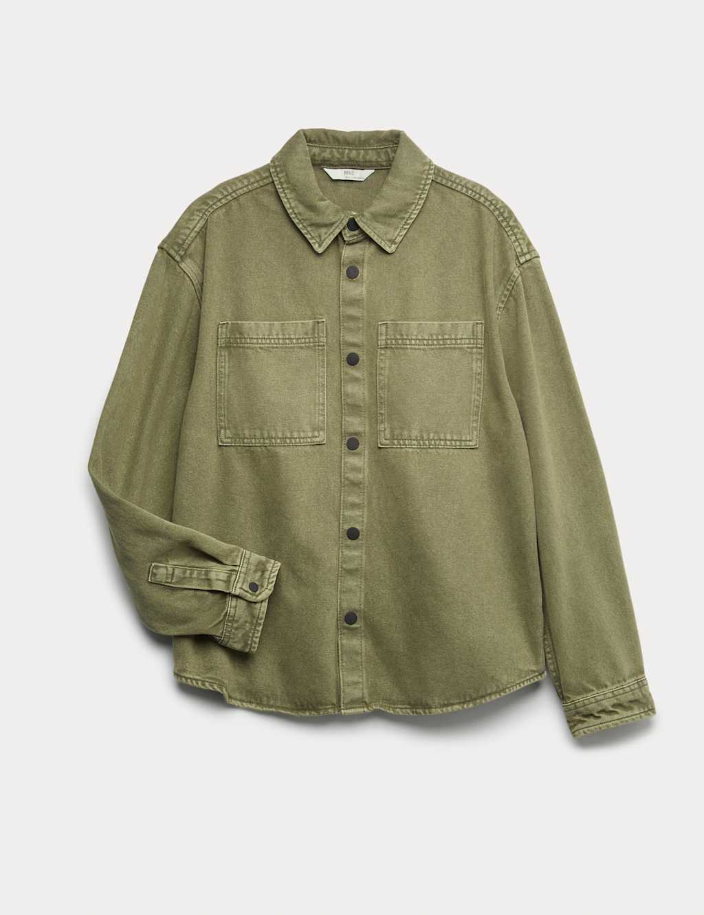 M&S Pure Cotton Denim Shirt (6-16 Yrs) Olive