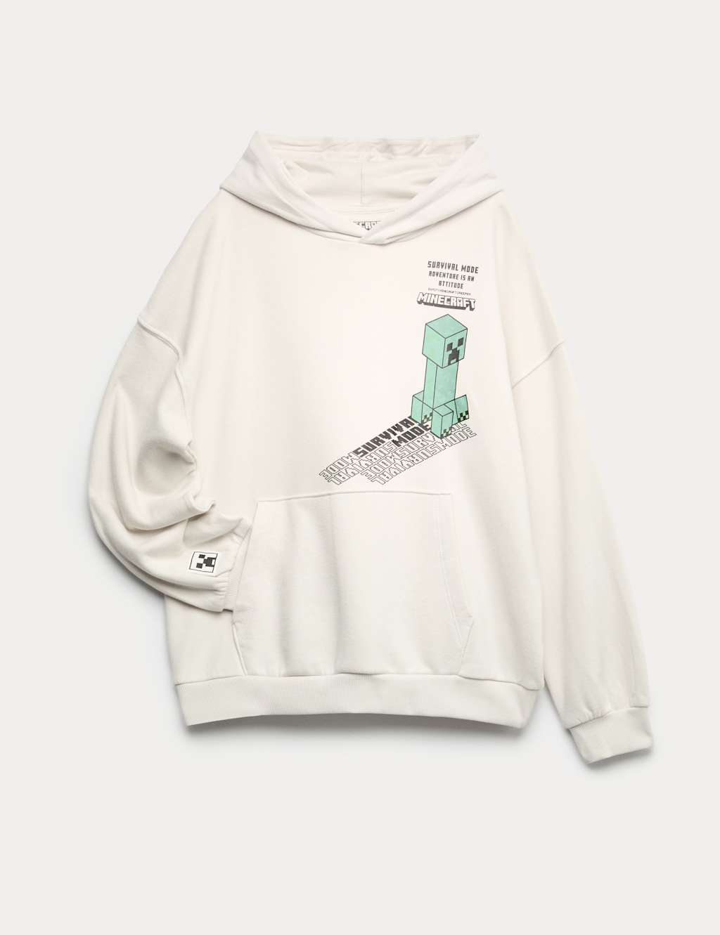 M&S Cotton Rich Minecraft Graphic Hoodie (6-16 Yrs) Ecru