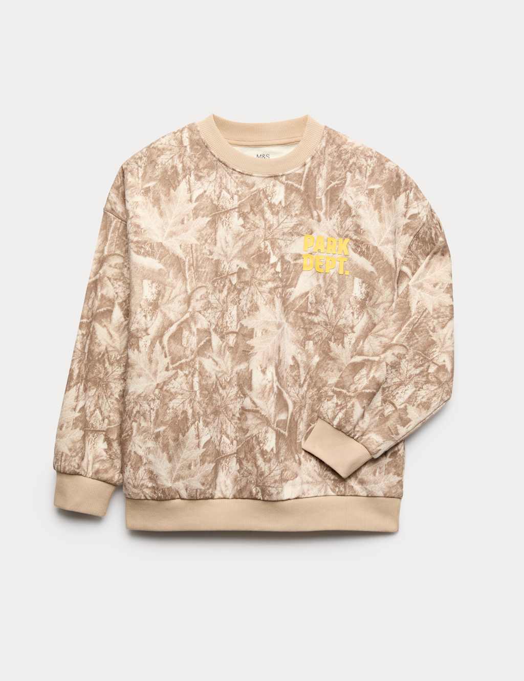 M&S Boys Cotton Rich Camouflage Sweatshirt (6-16 Yrs) - 6-7 Years - Green Mix