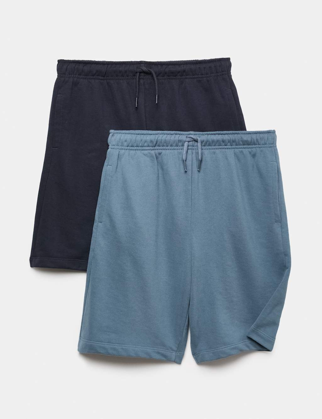 M&S Boys 2 Pack Cotton Rich Elasticated Waist Shorts (6-16 Yrs) - 6-7 Years - Navy Mix