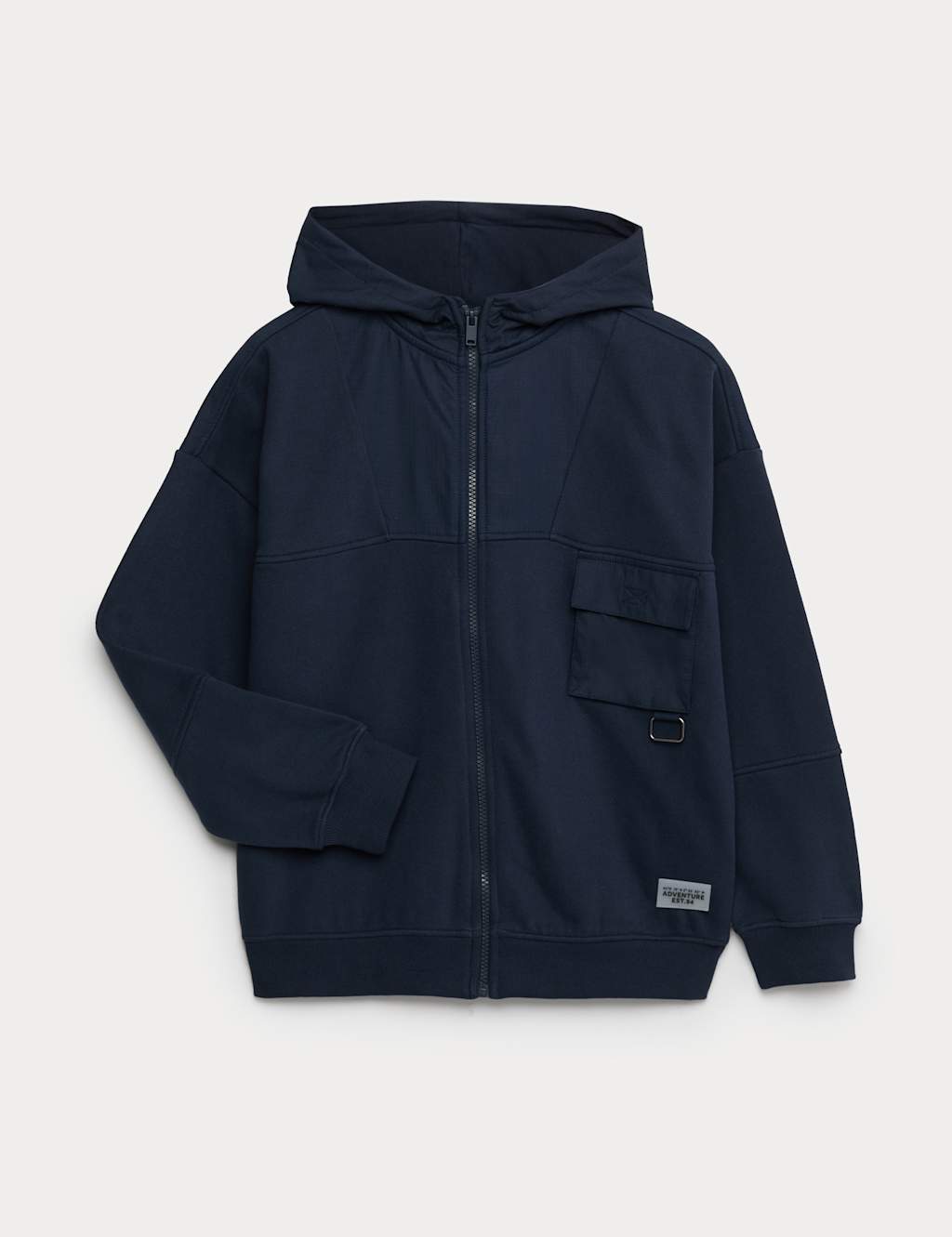 M&S Boys Cotton Rich Zip Hoodie (6-16 Yrs) - 13-14 Years - Navy