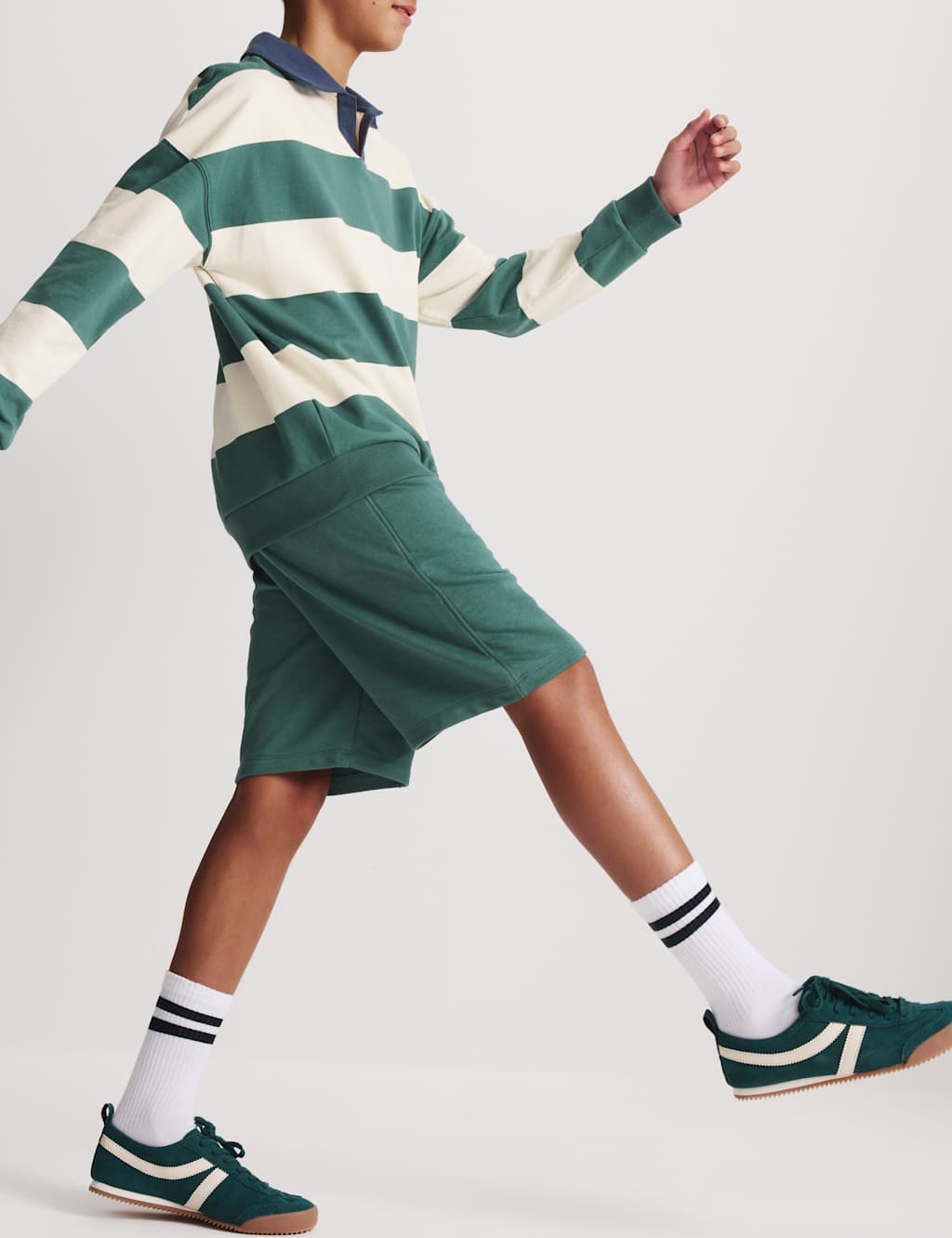 M&S Boys Pure Cotton Rugby Top & Shorts Set (6-16 Yrs) - 10-11 Years - Khaki Mix