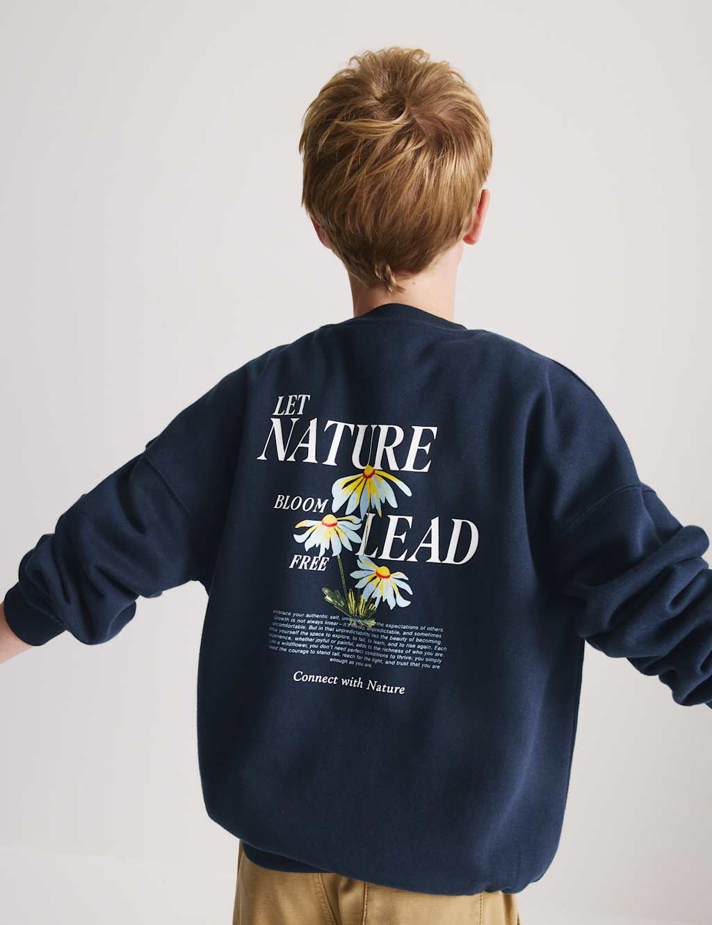 M&S Boys Cotton Rich Graphic Sweatshirt (6-16 Yrs) - 13-14 Years - Navy