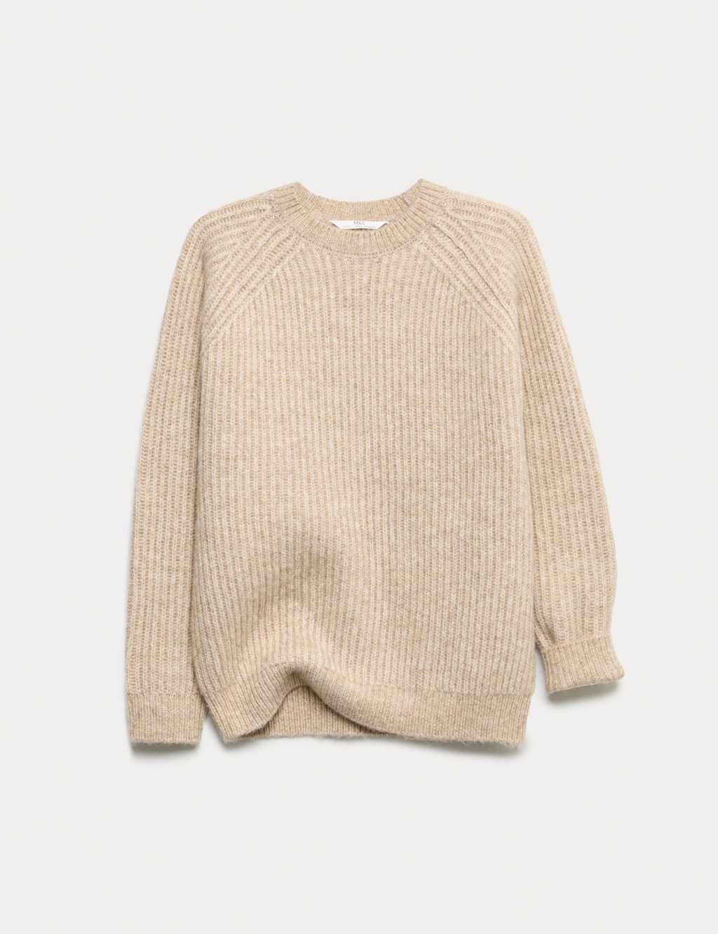 M&S Knitted Jumper With Wool (2-16 Yrs) Oatmeal