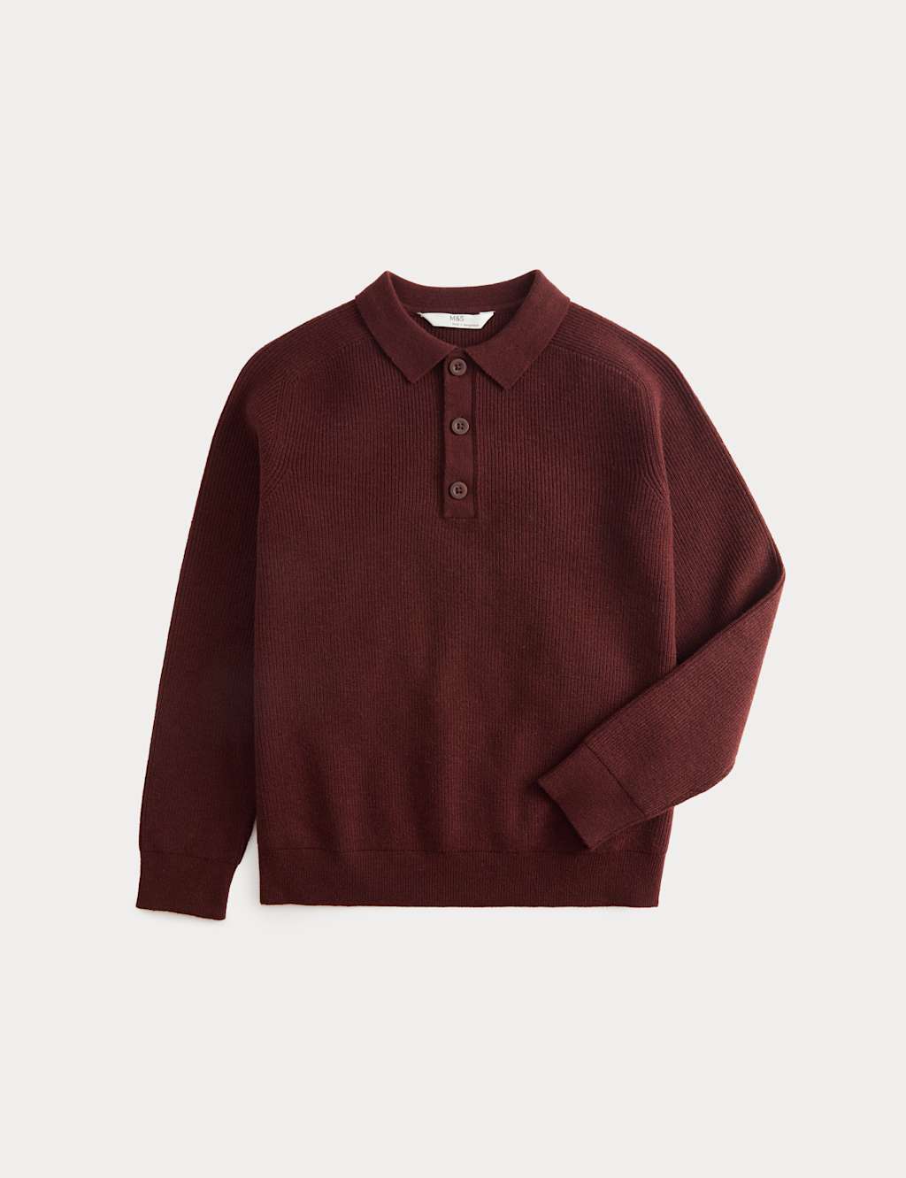 M&S Cotton Blend Polo Jumper (6-16 Yrs) Rosewood