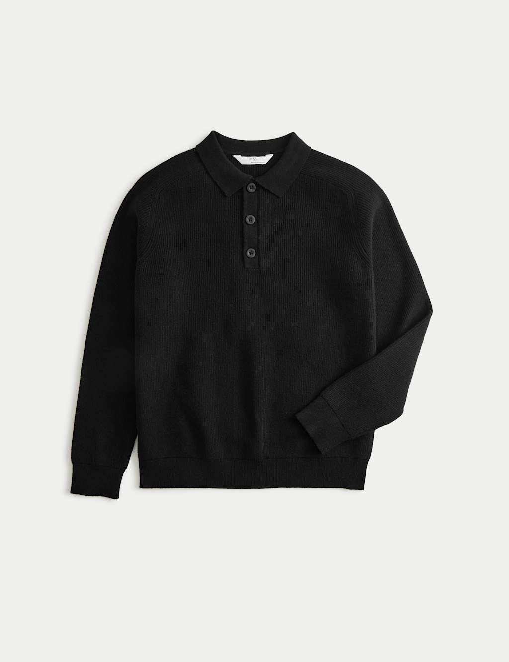 M&S Cotton Blend Polo Jumper (6-16 Yrs) Black