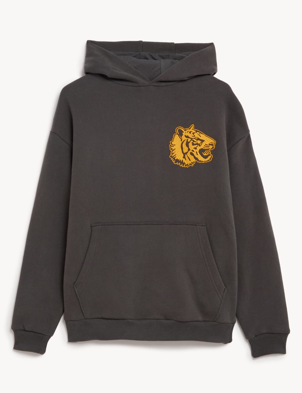 M&S Cotton Rich Tiger Hoodie (6-16 Yrs) Dark Graphite