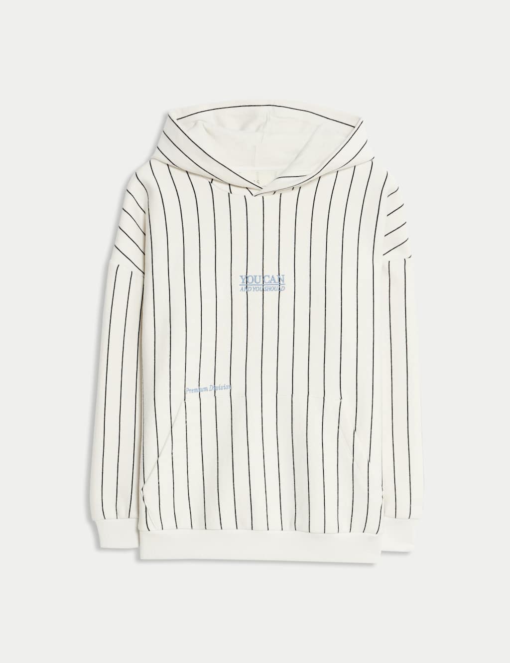 M&S Collection Boys Cotton Rich Striped Graphic Hoodie (6-16 Yrs) - 14-15 - White, White