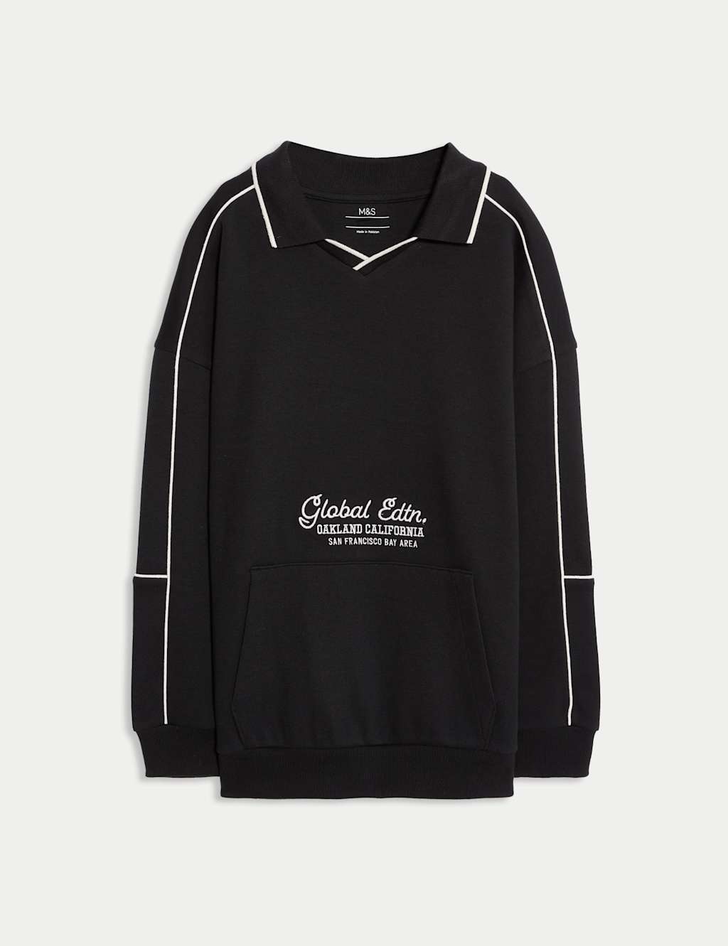 M&S Collection Boys Cotton Rich Slogan Sweatshirt (6-16 Yrs) - 15-16 - Black, Black