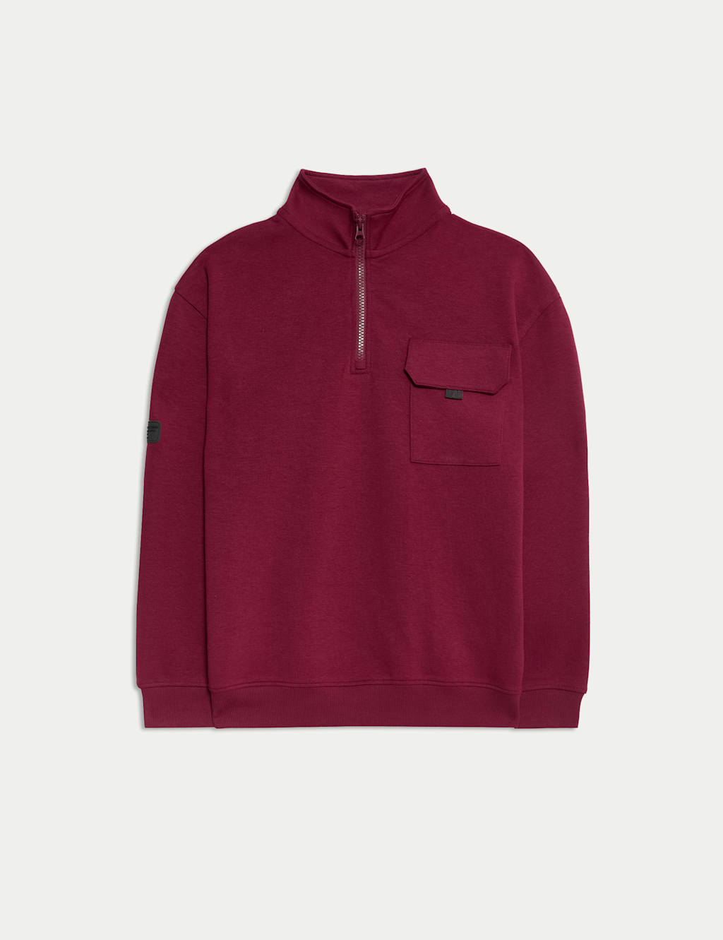 M&S Cotton Rich Funnel Neck Half Zip Sweatshirt (6-16 Yrs) Red