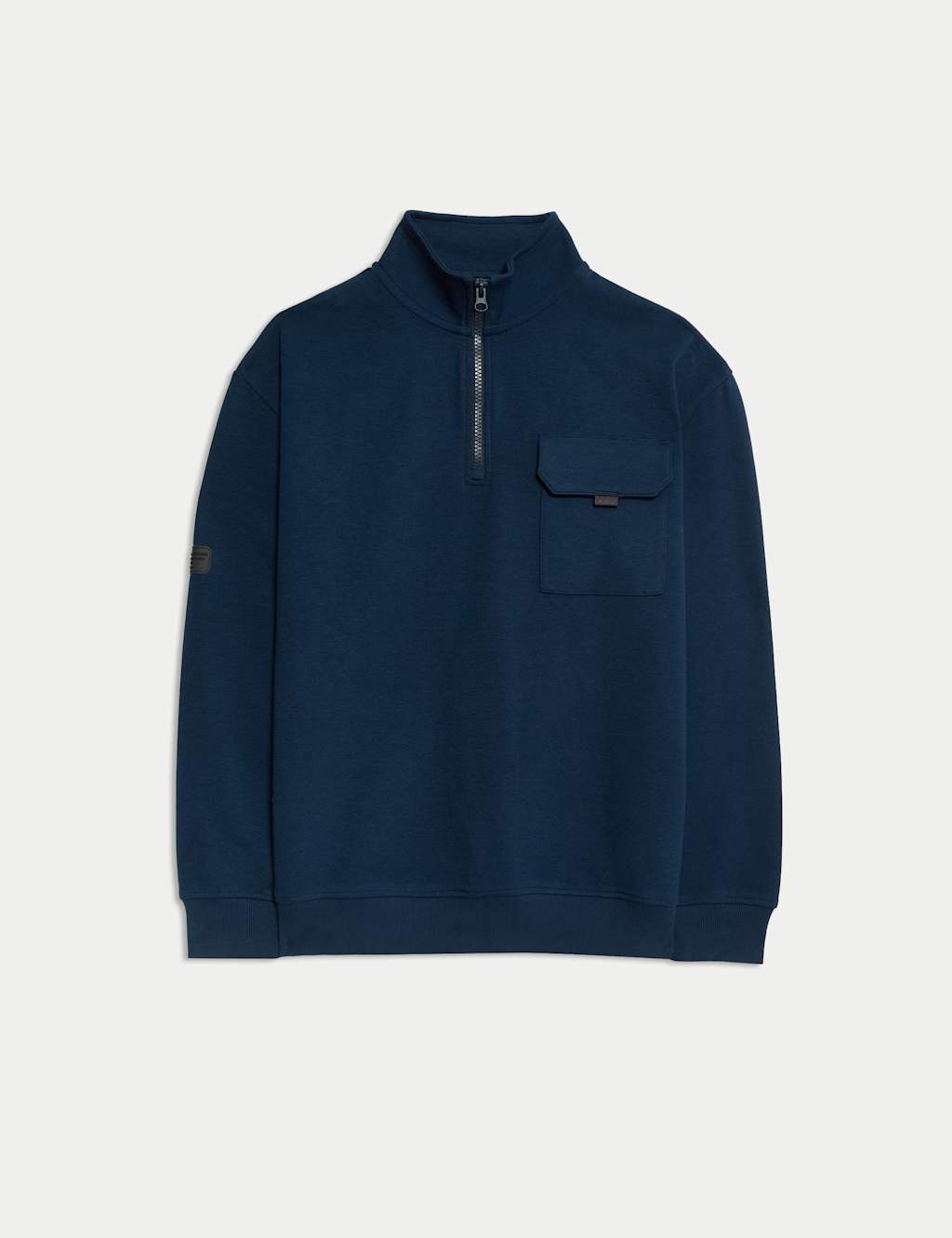 M&S Collection Boys Cotton Rich Funnel Neck Sweatshirt (6-16 Yrs) - 8-9 Y - Blue, Blue,Red