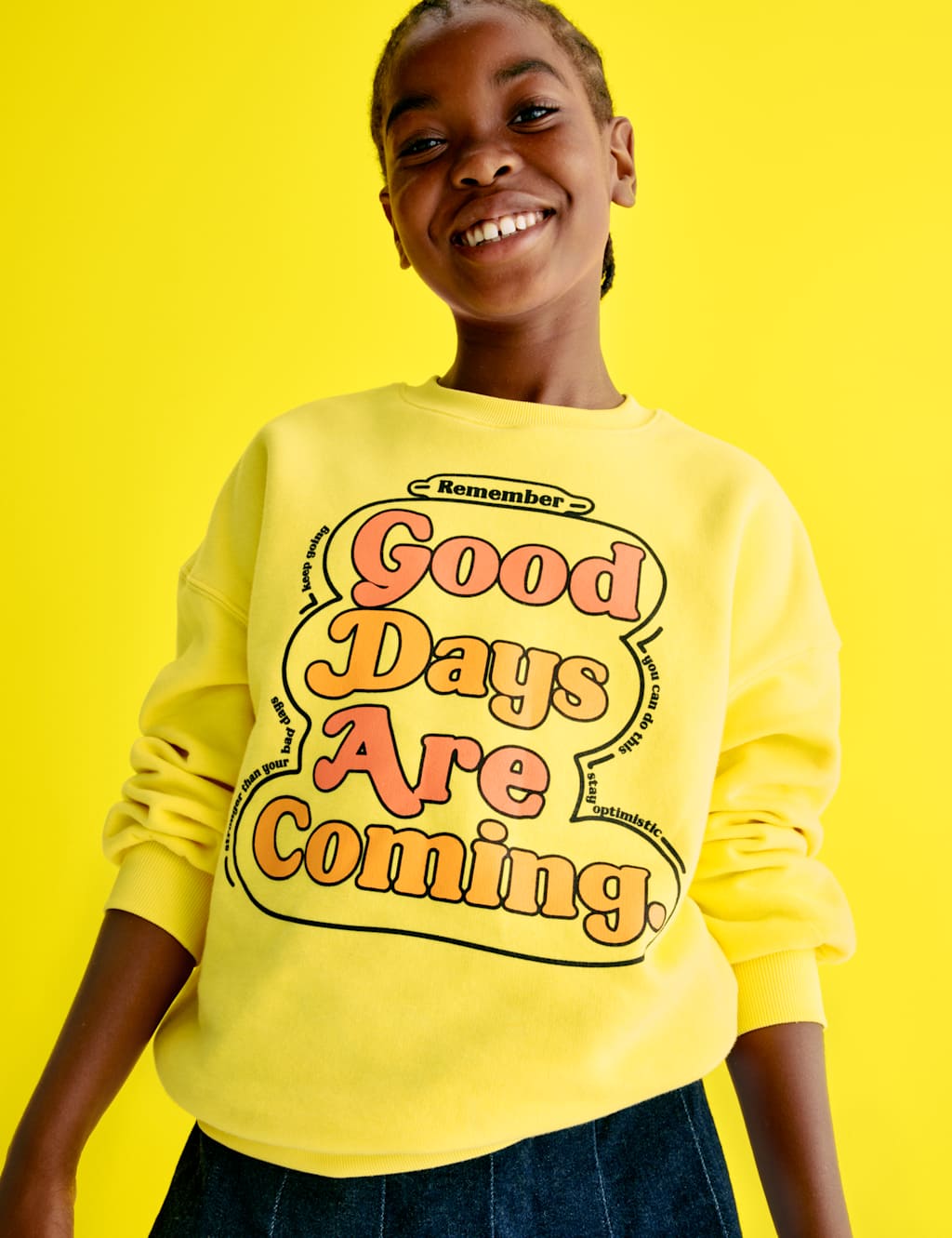 M&S Cotton Rich YoungMinds Good Days Sweatshirt (2-16 Yrs) Yellow