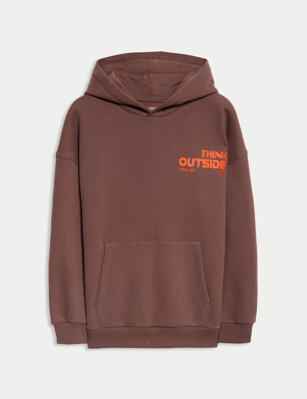 M&S Cotton Rich Skateboard Graphic Hoodie (6-16 Yrs) Burgundy