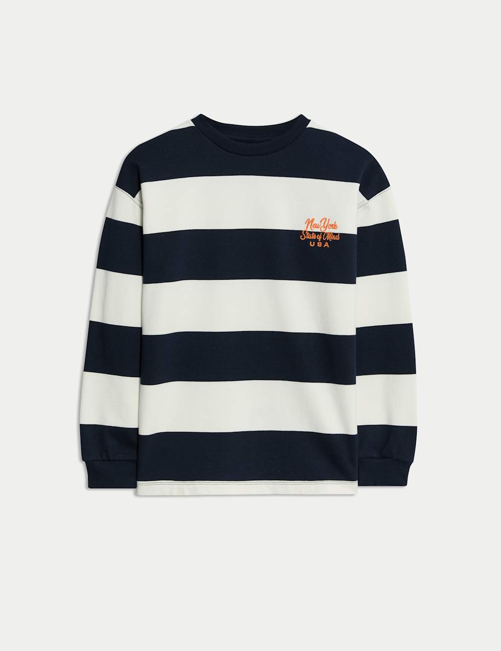 M&S Collection Boys Pure Cotton Striped Long Sleeve Top (6-16 Yrs) - 11-12 - Navy Mix, Navy Mix,Green Mix