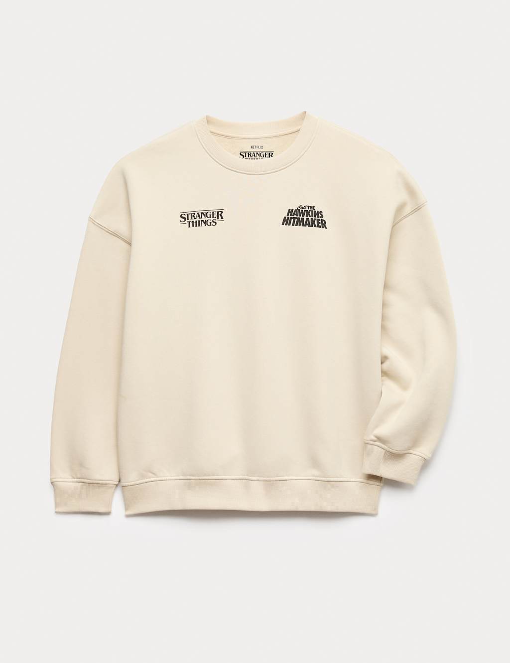 M&S Boys Cotton Rich Stranger Things Sweatshirt (6-16 Yrs) - 8-9 Years - Ecru