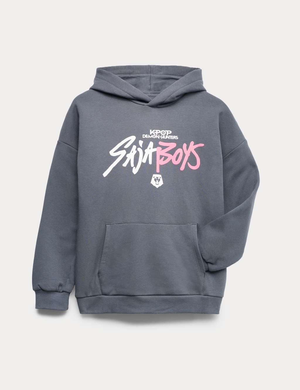 M&S Boys Cotton Rich KPop Demon Hunters Graphic Hoodie (6-16 Yrs) - 11-12 Years - Dark Grey