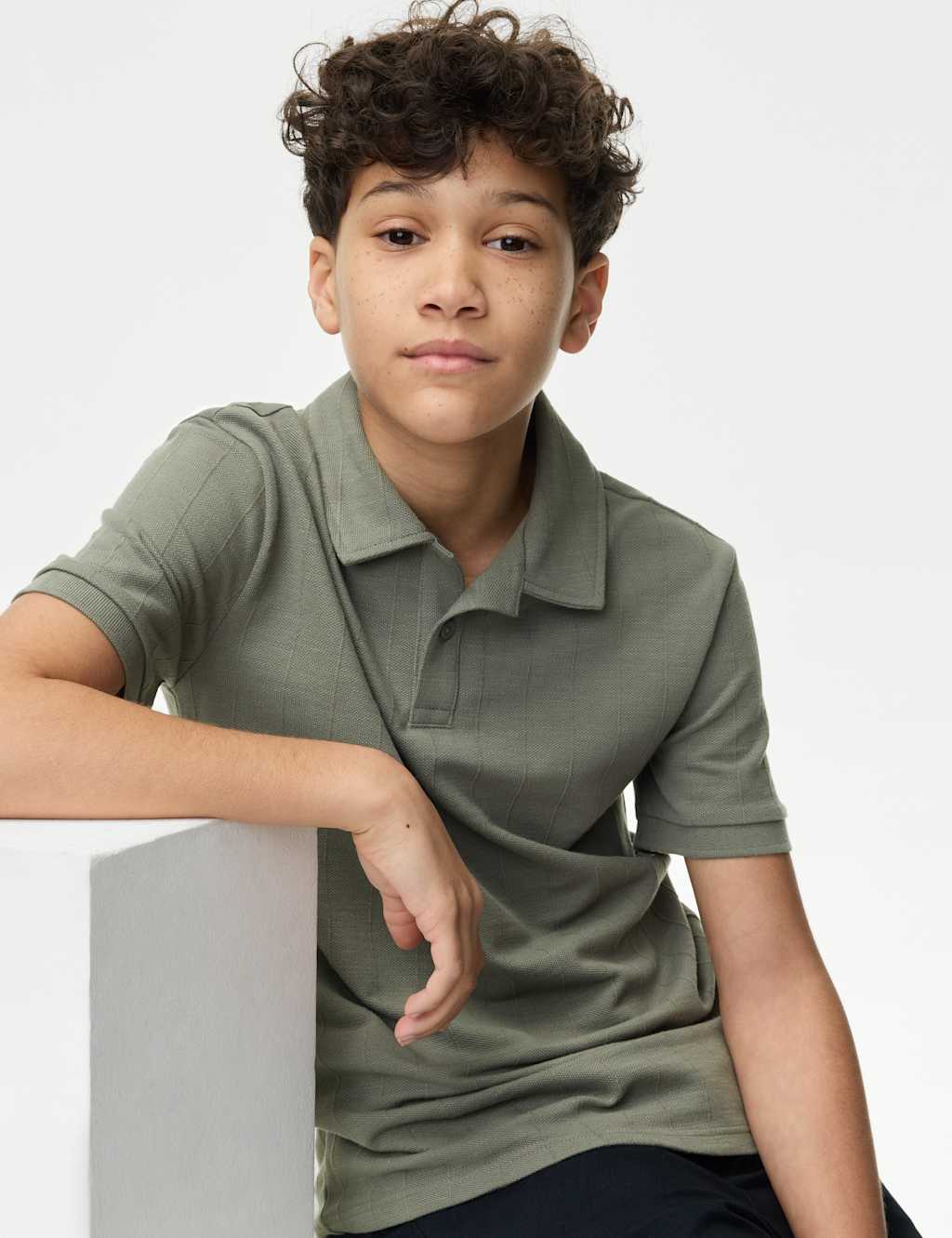 Cotton Rich Textured Polo Shirt (6-16 Yrs)