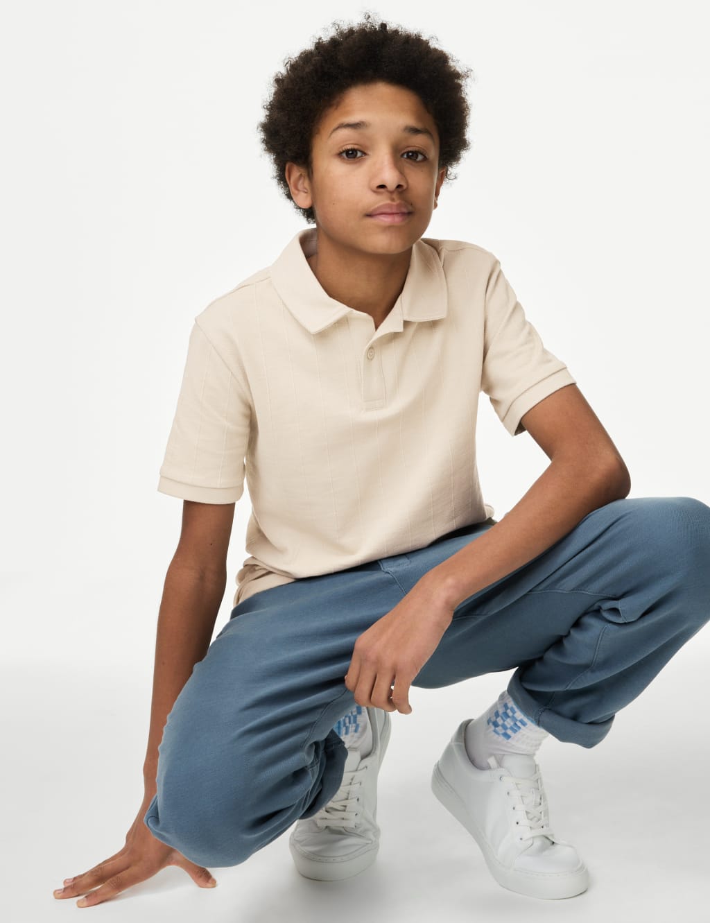 Cotton Rich Textured Polo Shirt (6-16 Yrs)