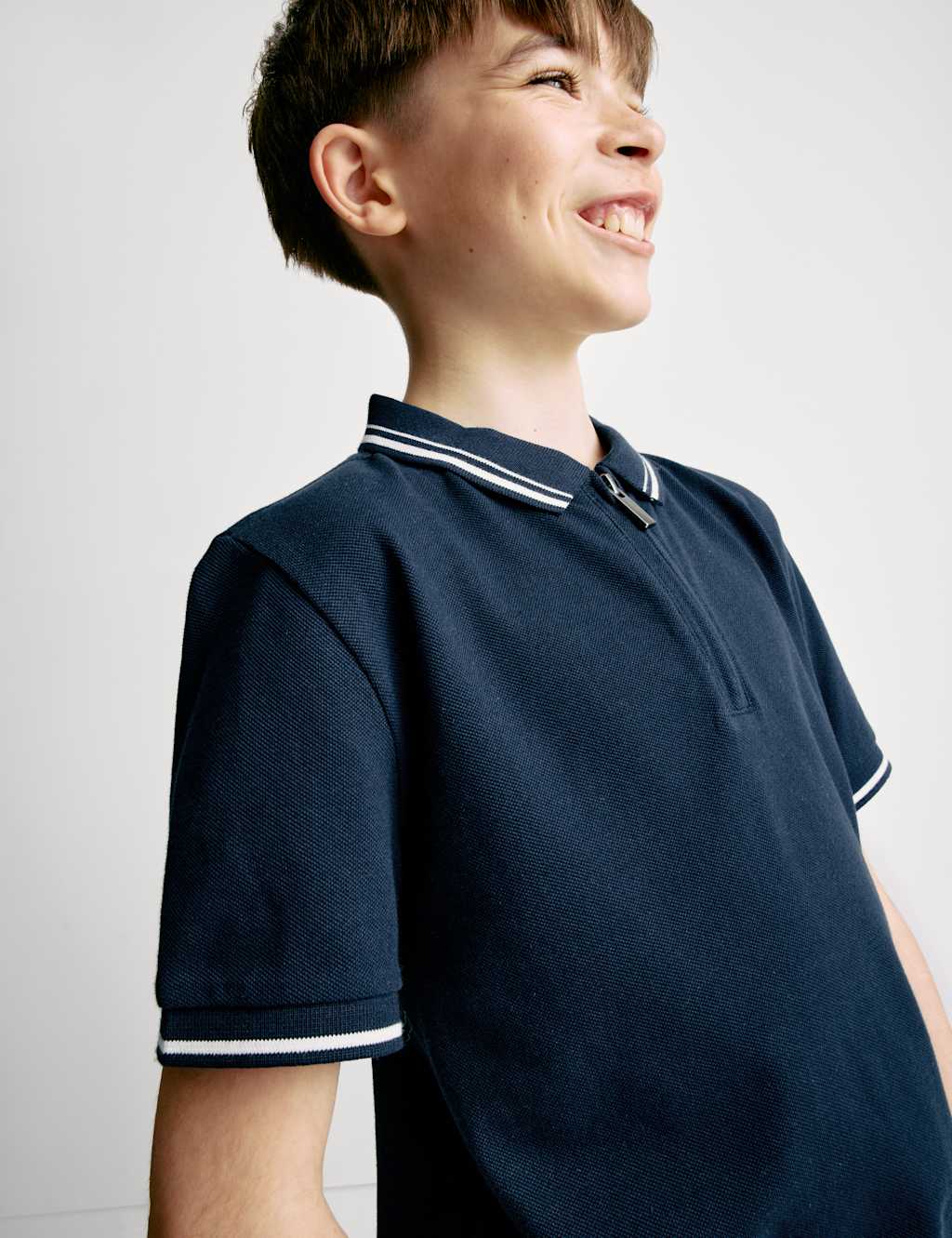 Pure Cotton Half Zip Polo Shirt (6-16 Yrs)