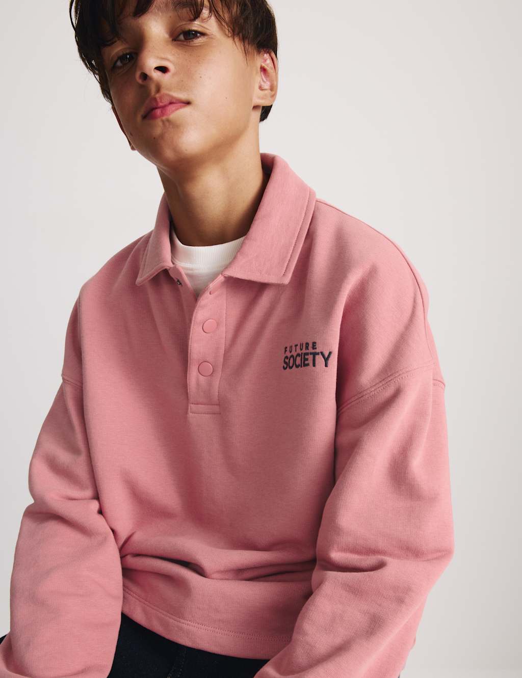M&S Boys Cotton Rich Rugby Shirt (6-16 Yrs) - 10-11 Years - Pink