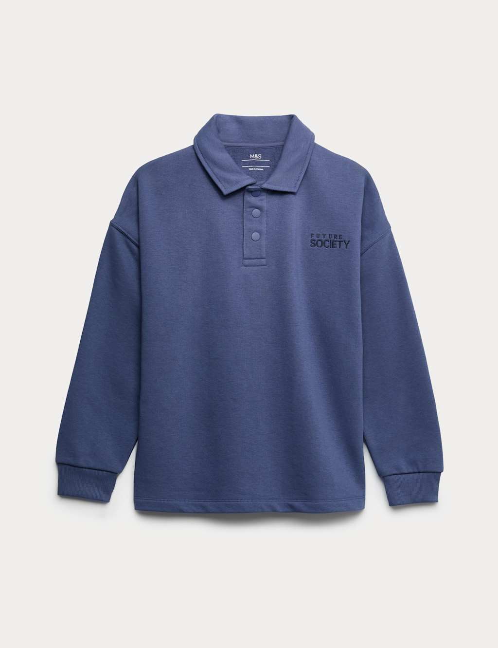 M&S Boys Cotton Rich Rugby Shirt (6-16 Yrs) - 12-13 Years - Navy