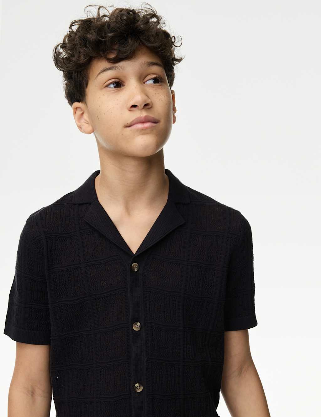 Pure Cotton Fine Knit Crochet Shirt (6-16 Yrs)