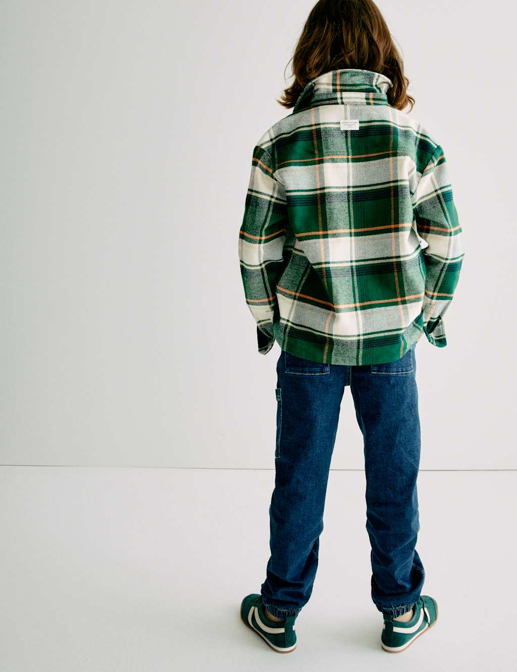 M&S Collection Boys Pure Cotton Check Shirt (6-16 Yrs) - 14-15 - Green Mix, Green Mix