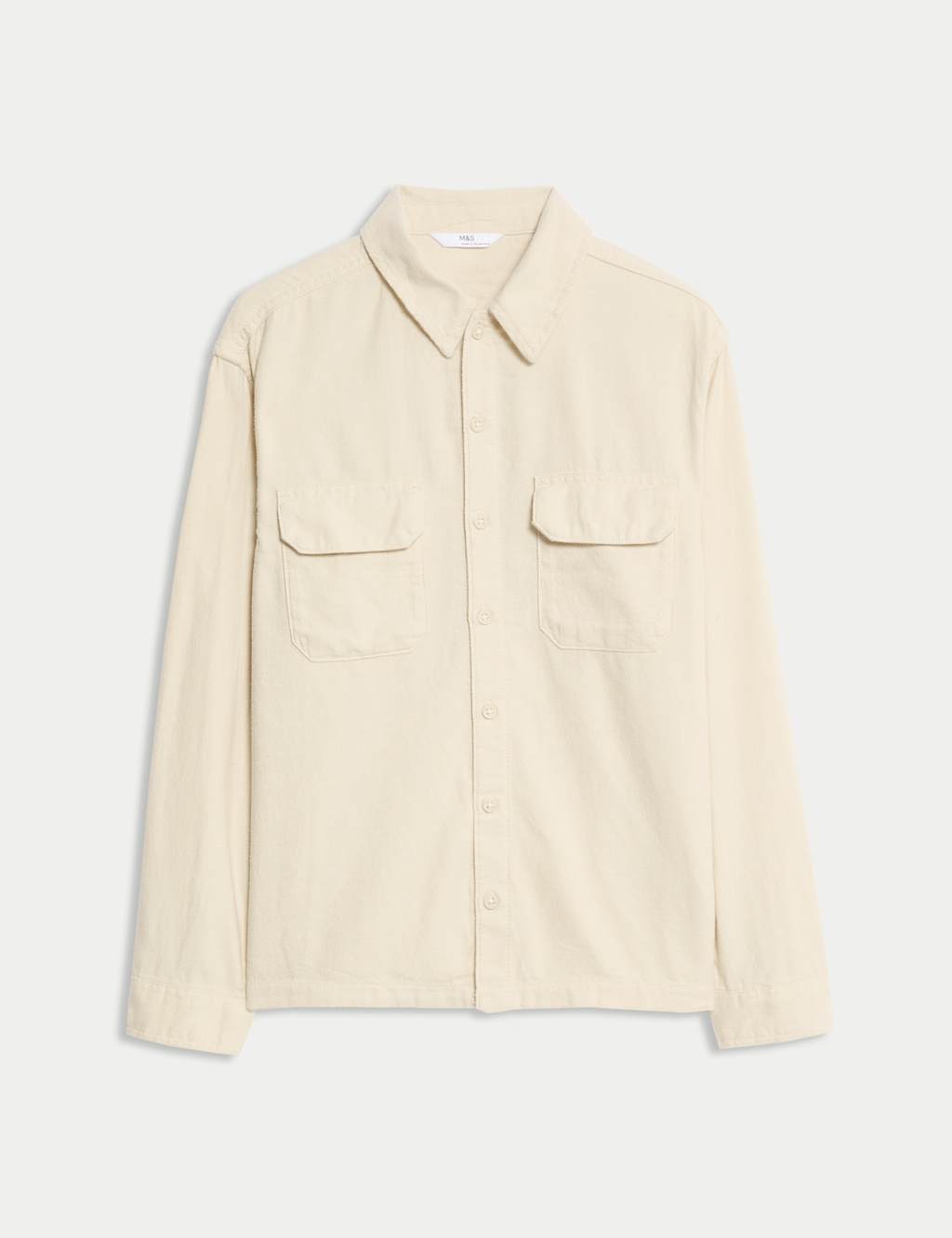 M&S Pure Cotton Utility Pocket Shirt (6-16 Yrs) Ecru