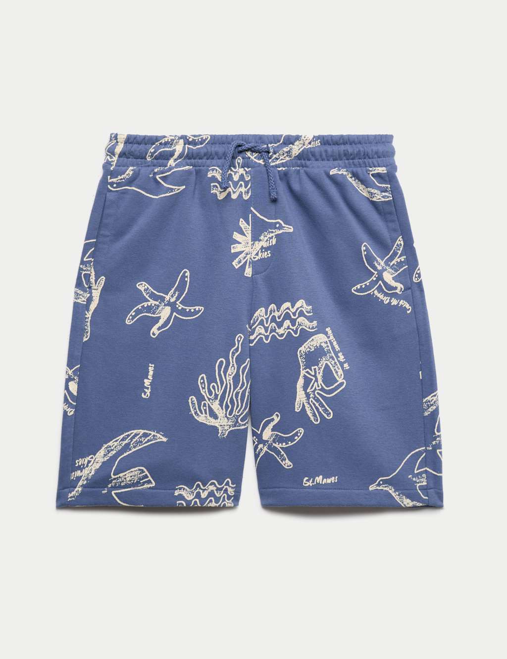 M&S Boys Cotton Rich Jersey Patterned Shorts (6-16 Yrs) - 6-7 Years - Navy Mix