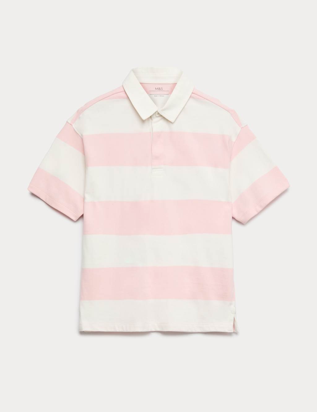 M&S Boys Pure Cotton Short Sleeve Rugby Shirt (6-16 Yrs) - 7-8 Years - Pink