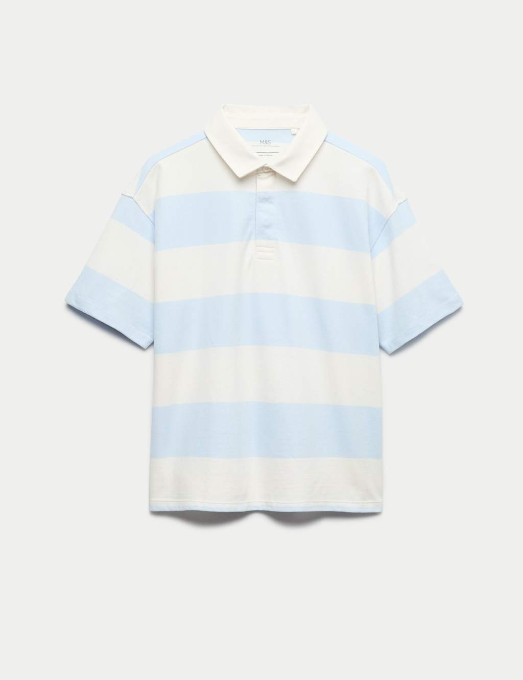 M&S Boys Pure Cotton Short Sleeve Rugby Shirt (6-16 Yrs) - 7-8 Years - Blue
