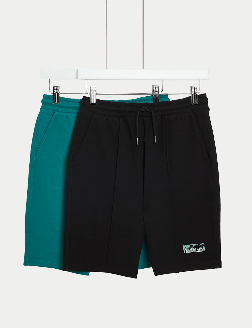 2pk Cotton Rich Pique Slogan Shorts (2-16 Yrs)