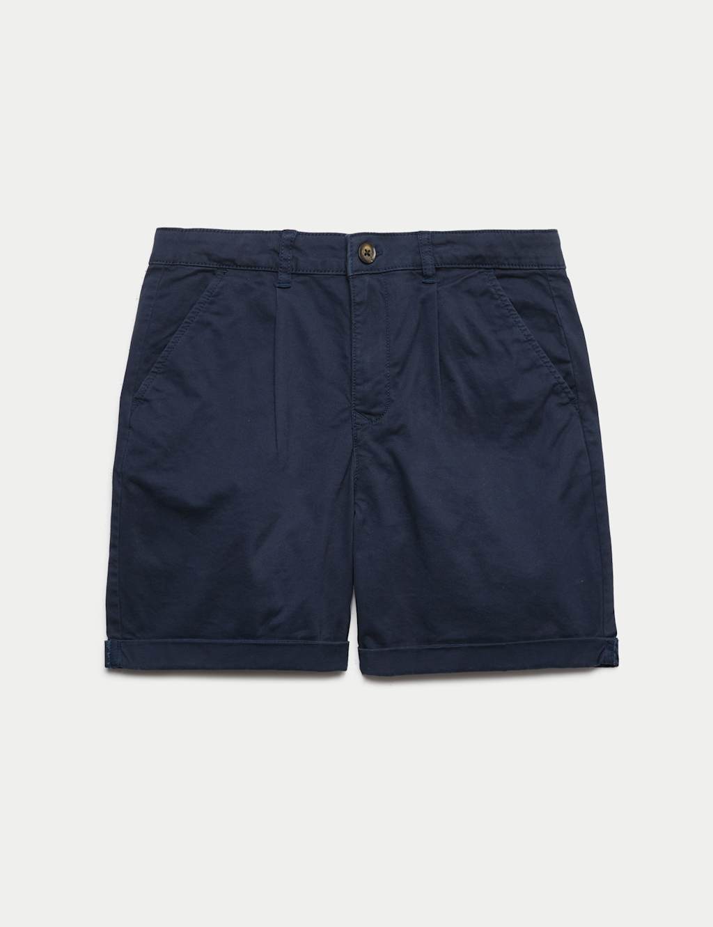 M&S Boys Cotton Rich Pleated Chino Shorts (6-16 Yrs) - 15-16 Years - Navy